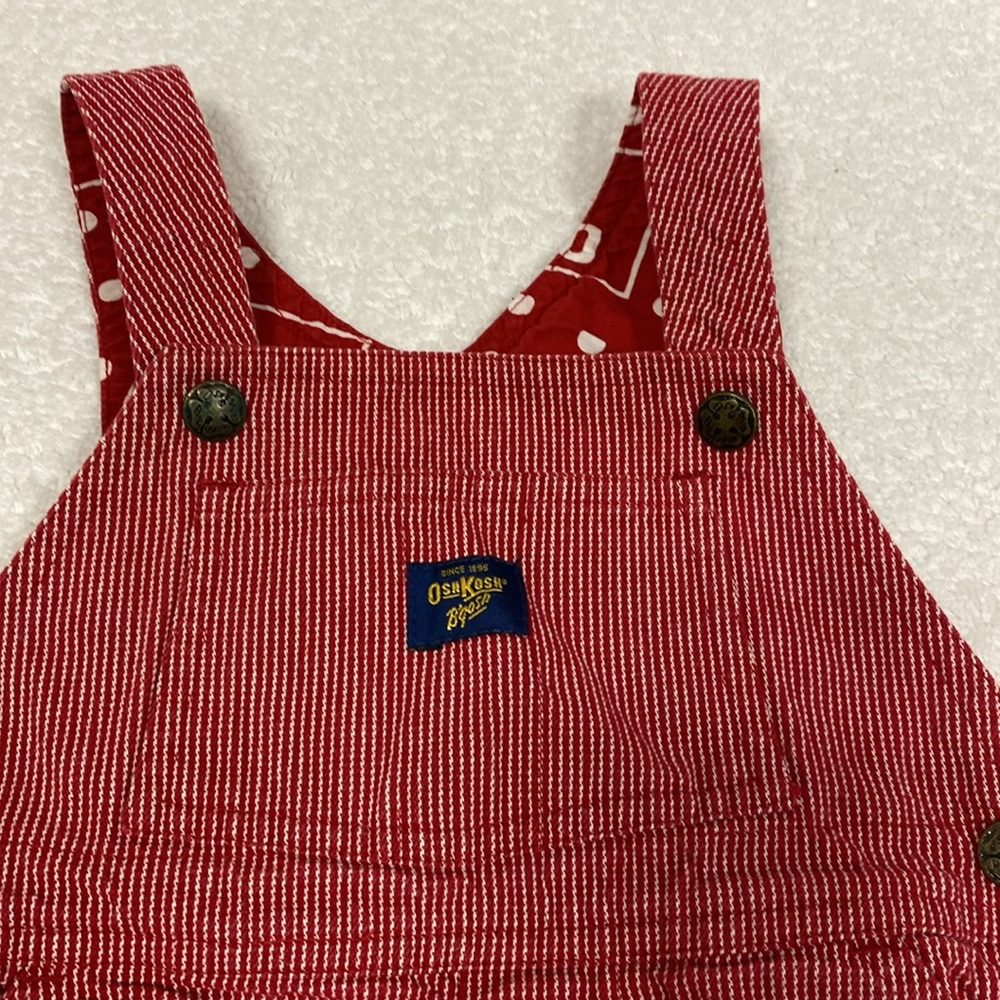 Oshkosh red engineer striped lined overalls 12m - Picture 2 of 8